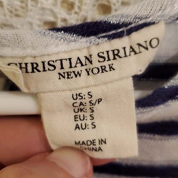 Christian Siriano horizontal striped linen top - Picture 7 of 14